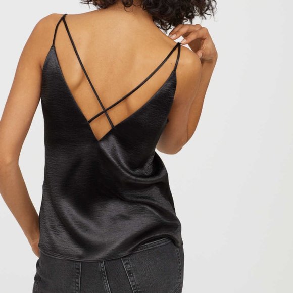 H&M V-neck satin camisole black - Picture 2 of 11